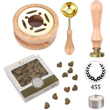 Profisher Davetiye Mum Mühürü Uygulama Seti Ahşap Rengi Renk 455 Çelenk