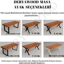 Deryawood Masif Ahşap Sirius Yemek Masası Beyaz Ayak  85*180*76CM