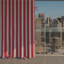 Curtain Tekstil Balkon Perdesi Balkon Brandası - Yağmur Geçirmez - Bağcıklı - Düğmeli