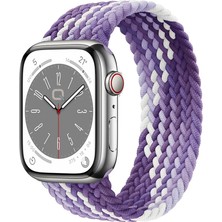 Quse Solo Loop Örgü Kordon, Apple Watch Series SE/10/9/8/7/6/5/4/3/Ultra Uyumlu 49mm-46mm-45mm-44mm-42mm, Small, Gradyan Mor