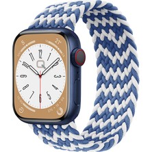 Quse Solo Loop Örgü Kordon, Apple Watch Series SE/10/9/8/7/6/5/4/3/Ultra Uyumlu 49mm-46mm-45mm-44mm-42mm, Small, Mavi Dalga