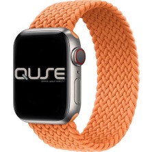 Quse Solo Loop Örgü Kordon, Apple Watch Series SE/10/9/8/7/6/5/4/3/Ultra Uyumlu 49mm-46mm-45mm-44mm-42mm, Small, Turuncu