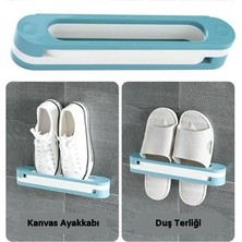 Buffer Plastik Banyo Terlik ve Havlu Tutucu Portatif Pratik Kapı Arkası Duvara Yapıştırmalı Ayakk
