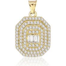 Lilarote Üç Sıra Taşlı Tek Bagetli Kolye Ucu