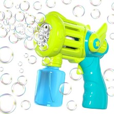 PopŞeker Bubble Machine Gun Baloncuk Çıkartan Tabanca Büyük Boy Pilli Otomatik Köpük Tabancası Yeşil/mavi