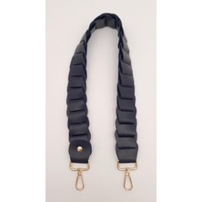 Angel Çanta Aksesuar 62 cm Yassı Örgü Model Suni Deri Lacivert Çanta Sapı Light Gold Metalli