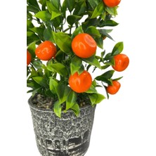 Nettenevime Yapay Çiçek Gri Seramik Saksıda Mandalina Ağacı 40CM