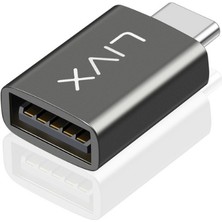 Livx USB 3.1 To Type-C 10GBPS Veri Aktarımı 3A Hızlı Şarj ve Data Aktarımı Çevirici Dönüştürücü Otg Adaptör Space Gray Otgks