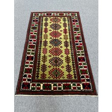 Burak Halı El Dokuma 130X210 Yeşil Kırmızı %100 Yün Kök Boya Halı !