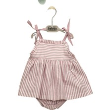 Brandy Kids Çizgili Kız Bebek Elbise Bloomer Set