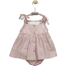 Brandy Kids Çizgili Kız Bebek Elbise Bloomer Set