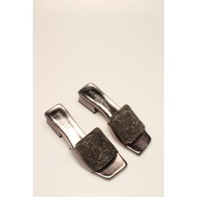 Rovigo   Platin Cilt Taşlı Kadın Terlik