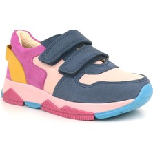 Rakerplus Hakiki Deri Lacivert Pembe Çocuk Sneakers Spor Ayakkabı