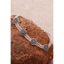 Sümer Telkari Anadolu Motifli Hasır Elişi Gümüş Bileklik 4330