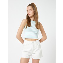Koton Crop Fitilli Atlet Halter Yaka Biye Detaylı