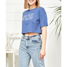 Moonjy Baskılı Crop T-Shirt