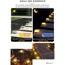 Technojet 4 Adet Solar Güneş Enerjili 4 Ledli Zemin Dekoratif Bahçe Aydınlatma Kristal LED Sarı Işık