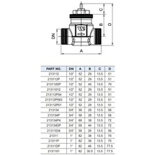 Watts 2 Yollu Fan Coil Vanası 1/2''  Watts 213112