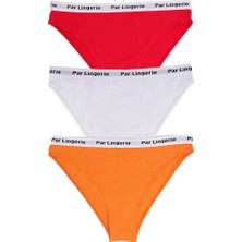 Parlingerie  Kadın 3lü Slip Külot Kırmızı-Beyaz-Turuncu