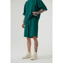 Machinist Oversize Basic Cepli Şort Koyu Yeşil