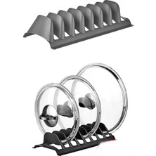 Magi Toptan 2 Adet 8 Bölmeli Tencere Kapak Rafı - Simple Tabaklık - Kapak Organizeri