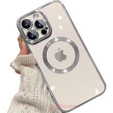 SPHONE Iphone 14 Pro Max Kılıf Magsafe Manyetik Kablosuz Şarj Halkası Renkli Kenar Arkası Şeffaf Luxury