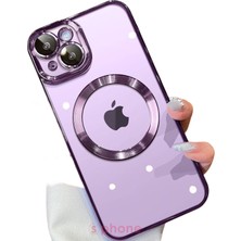 SPHONE Iphone 14 Kılıf Magsafe Manyetik Kablosuz Şarj Halkası Renkli Kenar Arkası Şeffaf Luxury Case