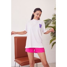 Miostil W Baskılı T-Shirt-Beyaz