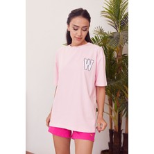 Miostil W Baskılı T-Shirt-Pembe