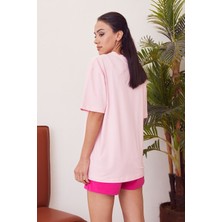 Miostil W Baskılı T-Shirt-Pembe