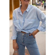 Galavip Kadın Oversize Çiftcepli Keten Gömlek