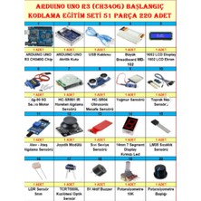 Teknoartshop Teknoartshop Arduino Uno R3 (CH340G) Başlangıç ve Kodlama Eğitim Seti 51 Parça 220 Adet