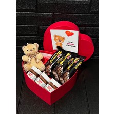 Lenostra Sevgili Hediye Kalp Kutuda Tatlı Mini Ayıcık - Mini Nutellalar ve Browni Intense