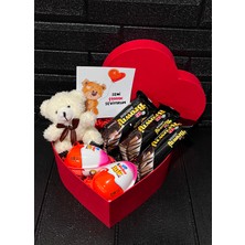 Lenostra Ese - Sevgiliye Hediye Tatlı Beyaz Ayıcık - Browni Intense ve Kinder Joy Çikolatalar
