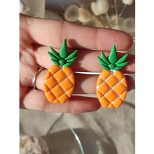 Gizy Store Polimer Kil El Yapımı Ananas Küpe
