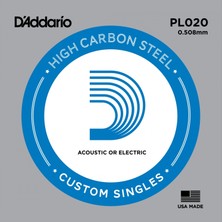 D'Addario PL020 Elektro ve Akustik Gitar Tek Tel