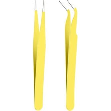 Profisher Ikili Cımbız Seti Paslanmaz Çelik Sarı Renk Düz ve Kavisli Model