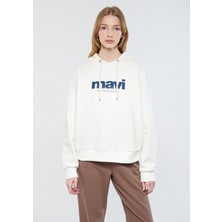 Mavi Kadın Mavi Logo Baskılı Kapüşonlu Ekru Sweatshirt 168334-81964