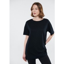 Mavi Kadın Yırtmaç Detaylı Siyah Basic Tişört 167237-900