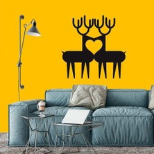 Kalp Şekli Oluşturan Geyikler Dekoratif Duvar Sticker, Çıkartma, Etiket