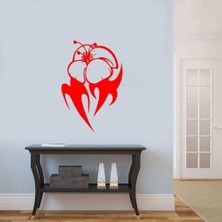 Asilmeydan Özel Tasarım Gül Silüeti Duvar Sticker, Çıkartma Kırmızı