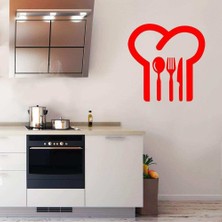Aşçı Şapkası Mutfak Gereçleri Sembolü Silüeti Dekoratif Mutfak Duvar Sticker, Çıkartma