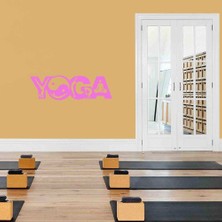 Asilmeydan Meditasyon Yin Yang Yoga Silüeti Duvar Sticker, Çıkartma Pembe