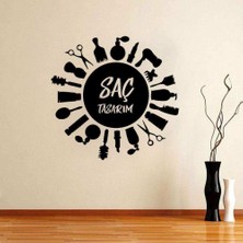Asilmeydan Saç Tasarım Silüeti - Stil Güzellik Salonu Duvar Sticker, Çıkartma Yeşil