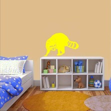 Asilmeydan Sevimli Hayvan Rakun Silüeti Duvar Sticker, Çıkartma Sarı