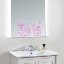 Asilmeydan Dişlerini Fırçaladın Mı? Banyo Dekoratif Duvar Sticker, Çıkartma Pembe