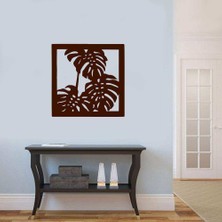 Asilmeydan Geniş Yaprak Desenleri Silüet Dekoratif Duvar Sticker, Çıkartma, Etiket Kahverengi Koyu