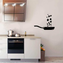 Asilmeydan Aşçının Tavasında Sevgi ve Sebzeler Silüeti Mutfak Dekoratif Duvar Sticker, Çıkartma