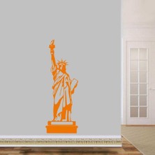 Asilmeydan Amerika New York Özgürlük Anıtı Silüeti Dekoratif Genç Odası Duvar Sticker, Çıkartma Turuncu