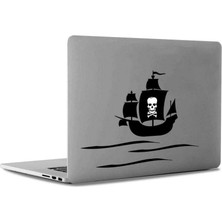 Asilmeydan Kuru Kafa Bayraklı Korsan Gemisi Apple Macbook, Pro Sticker Etiket Dekoratif